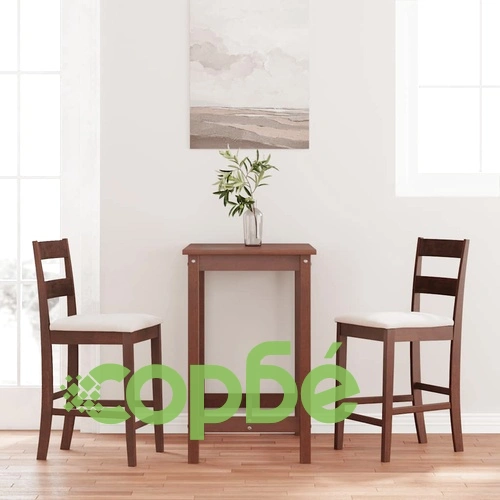 Елегантни бар столове от масивно каучуково дърво с възглавници, кафяви, комплект 2 броя ➤ топ цена ➤ sorbe.bg