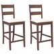 Елегантни бар столове от масивно каучуково дърво с възглавници, кафяви, комплект 2 броя