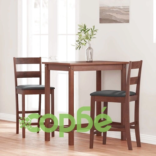 Елегантни бар столове с възглавници от масивно каучуково дърво - комплект 2 бр, кафяви ➤ топ цена ➤ sorbe.bg