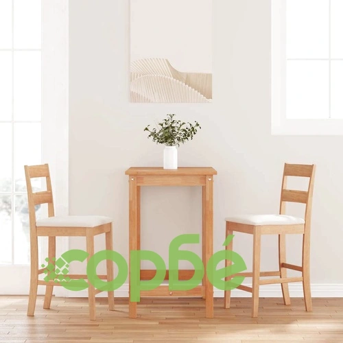 Бар столове от масивно каучуково дърво с възглавници, комплект 2 бр ➤ топ цена ➤ sorbe.bg