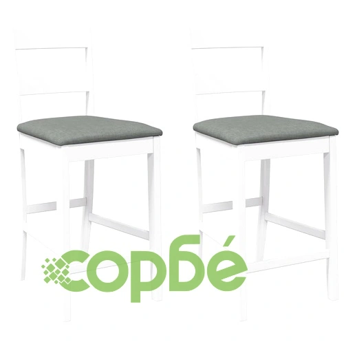 Бар столове с възглавници от масивно каучуково дърво - 2 бр., бели, 41,5 x 48 x 95 см ➤ топ цена ➤ sorbe.bg