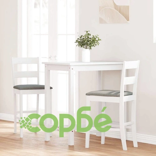 Бар столове с възглавници от масивно каучуково дърво - 2 бр., бели, 41,5 x 48 x 95 см ➤ топ цена ➤ sorbe.bg