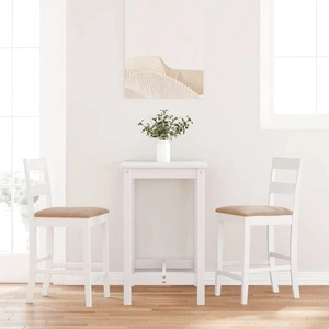 Елегантни бар столове с възглавници, 2 броя - Бяло масивно каучуково дърво