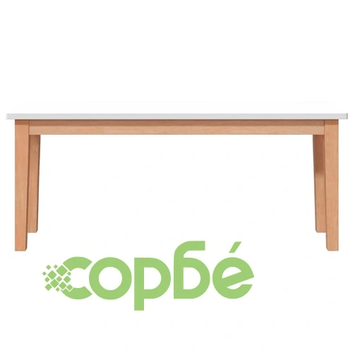 Дървена пейка от масивно каучуково дърво 110 x 30 x 45 cm, натурален и бял цвят ➤ топ цена ➤ sorbe.bg