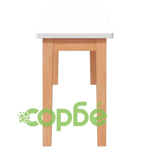 Дървена пейка от масивно каучуково дърво 110 x 30 x 45 cm, натурален и бял цвят ➤ топ цена ➤ sorbe.bg