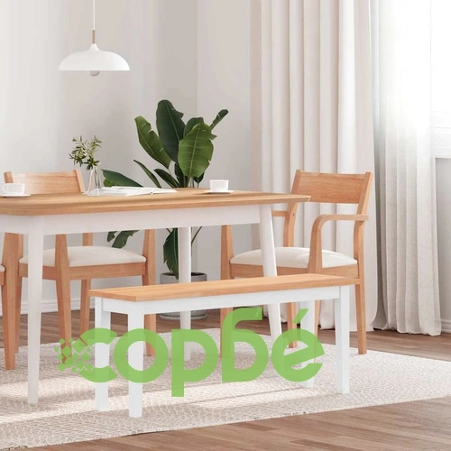 Пейка от масивно каучуково дърво 110 x 30 x 45 см в бяло ➤ топ цена ➤ sorbe.bg