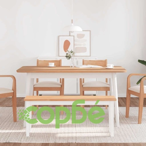 Пейка от масивно каучуково дърво 110 x 30 x 45 см в бяло ➤ топ цена ➤ sorbe.bg