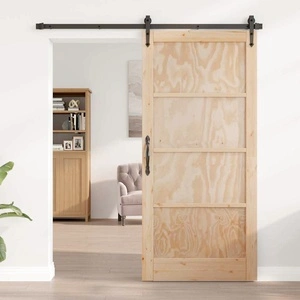 Вътрешна врата от шперплат кафява 93x202 см с борови акценти