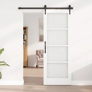 Интериорна врата ORKDAL с матово стъкло, бяла, масивен бор 73.5x198.5 см