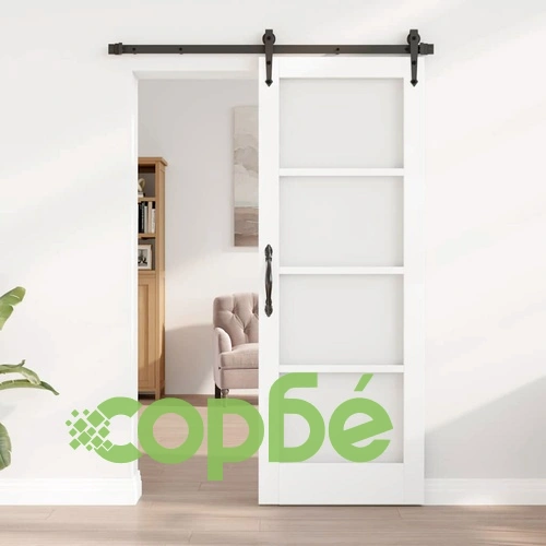 Интериорна врата ORKDAL с матово стъкло, бяла, масивен бор 73.5x198.5 см ➤ топ цена ➤ sorbe.bg