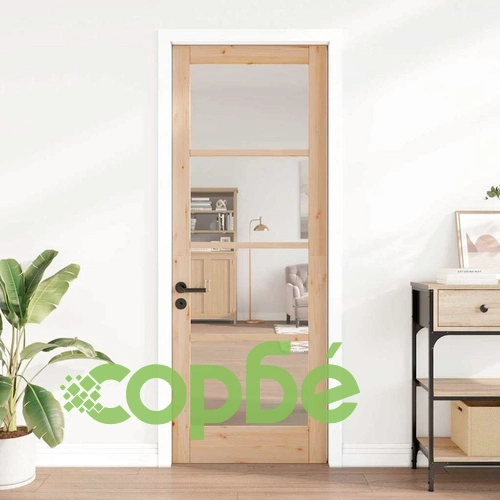 Интериорна врата ORKDAL с матово стъкло - масивна борова дървесина 78x211 см ➤ топ цена ➤ sorbe.bg