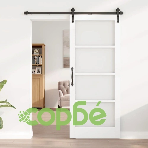 Интериорна врата ORKDAL с матово стъкло, масивна борова дървесина, бяла 83x202x4 см ➤ топ цена ➤ sorbe.bg