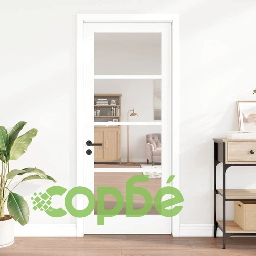 Интериорна врата ORKDAL с матово стъкло, масивна борова дървесина, бяла 83x202x4 см ➤ топ цена ➤ sorbe.bg