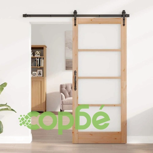 Интериорна врата ORKDAL с матово стъкло - масивен бор 86x198.5 см кафяво ➤ топ цена ➤ sorbe.bg