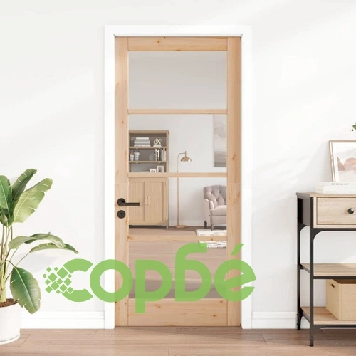 Интериорна врата ORKDAL с матово стъкло - масивен бор 86x198.5 см кафяво ➤ топ цена ➤ sorbe.bg