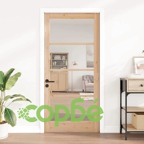 Интериорна врата ORKDAL с матово стъкло - масивна борова дървесина 93x202 см ➤ топ цена ➤ sorbe.bg