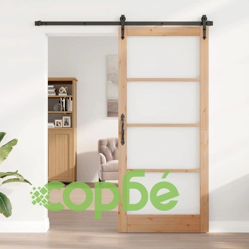Интериорна врата с матово стъкло ORKDAL от борова дървесина 93x211 см кафяво ➤ топ цена ➤ sorbe.bg