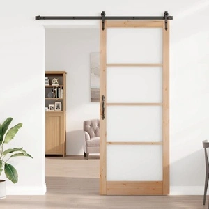 Интериорна врата ORKDAL с матово стъкло от масивна борова дървесина 93x232 см кафяво