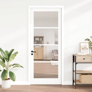 Интериорна врата с матово стъкло ORKDAL от масивна борова дървесина бяла 93x232x4 см