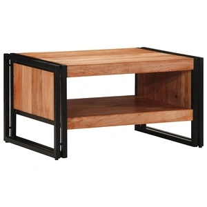 Маса за кафе от масивно акациево дърво и желязо, 70x50x38 см
