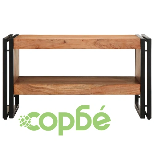 Маса за кафе от масивно акациево дърво и желязо, 70x50x38 см ➤ топ цена ➤ sorbe.bg