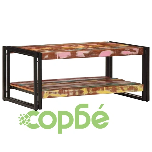 Масичка за кафе Multicolour 90x50x38 см от Масивно Рециклирано Дърво и Желязо ➤ топ цена ➤ sorbe.bg