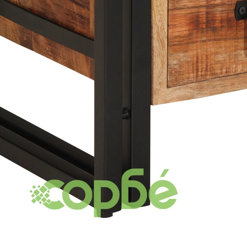 Нощно шкафче от масивно мангово дърво 40x35x50 см с 3 чекмеджета в индустриален стил ➤ топ цена ➤ sorbe.bg