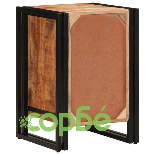 Нощно шкафче от масивно мангово дърво 40x35x50 см с 3 чекмеджета в индустриален стил ➤ топ цена ➤ sorbe.bg