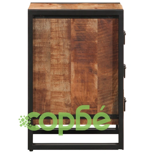 Нощно шкафче от масивно мангово дърво 40x35x50 см с 3 чекмеджета в индустриален стил ➤ топ цена ➤ sorbe.bg