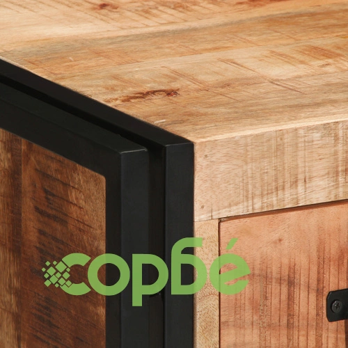 Нощно шкафче от масивно мангово дърво 40x35x50 см с 3 чекмеджета в индустриален стил ➤ топ цена ➤ sorbe.bg