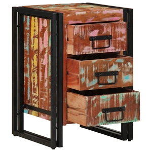 Нощно шкафче от масивно регенерирано дърво с три чекмеджета 40x35x50 см