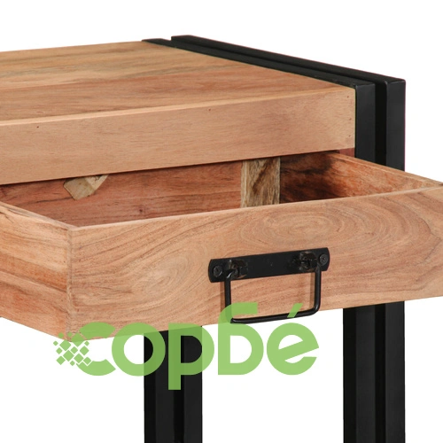 Конзолна маса от масивна акациева дървесина и метал - Черна 90x33x75 см ➤ топ цена ➤ sorbe.bg