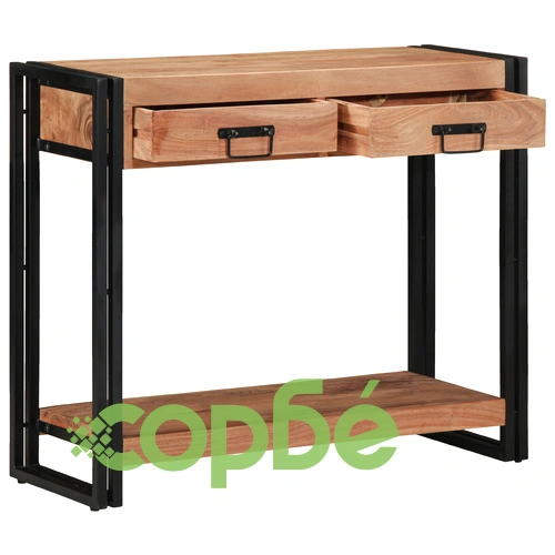 Конзолна маса от масивна акациева дървесина и метал - Черна 90x33x75 см ➤ топ цена ➤ sorbe.bg