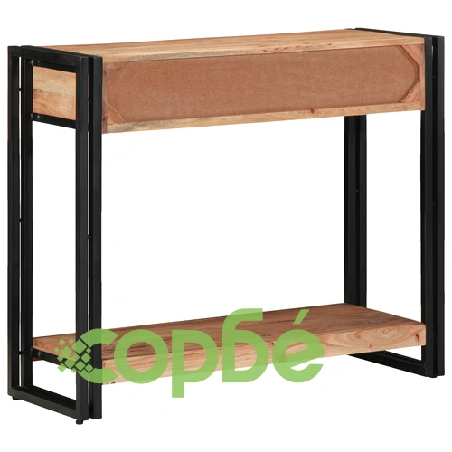 Конзолна маса от масивна акациева дървесина и метал - Черна 90x33x75 см ➤ топ цена ➤ sorbe.bg