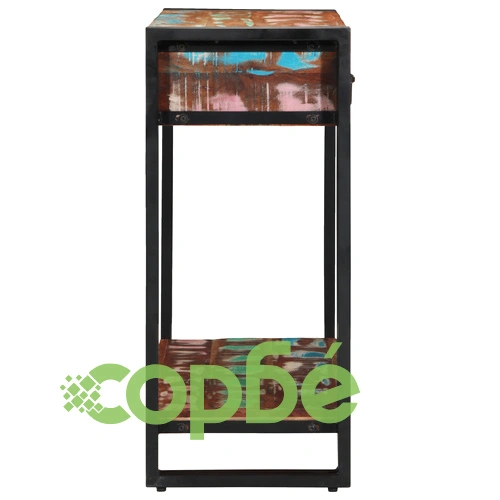 Конзолна маса от масивна регенерирана дървесина и метал, многоцветна, 90 см ➤ топ цена ➤ sorbe.bg