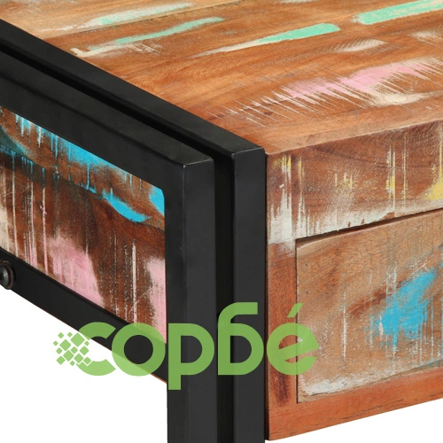 Конзолна маса от масивна регенерирана дървесина и метал, многоцветна, 90 см ➤ топ цена ➤ sorbe.bg