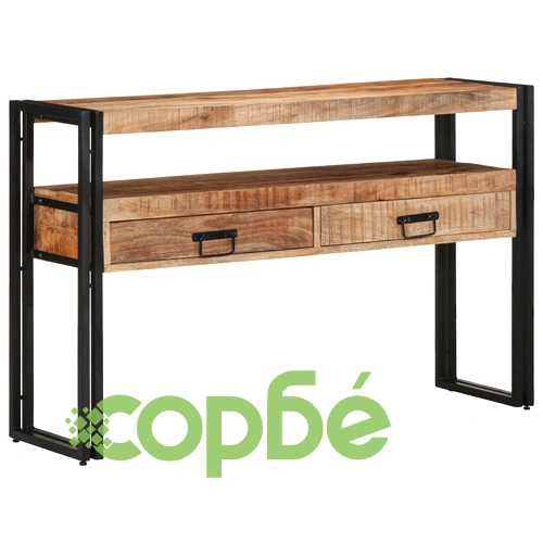 Шкаф с Чекмеджета Черен 120x33x75 см от Масивно Манго Дърво и Метал ➤ топ цена ➤ sorbe.bg