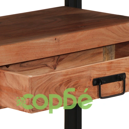 Комплект от 2 Крайни Масички Черни 120x33x75 см от Масивна Акациева Дървесина и Метал ➤ топ цена ➤ sorbe.bg