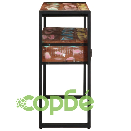 Комплект крайни масички от рециклирана дървесина и метал, многоцветни, 120x33x75 см ➤ топ цена ➤ sorbe.bg