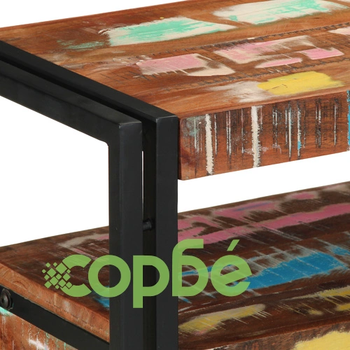 Комплект крайни масички от рециклирана дървесина и метал, многоцветни, 120x33x75 см ➤ топ цена ➤ sorbe.bg