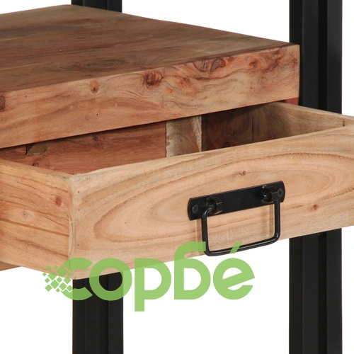 Конзолна маса от масивна акациева дървесина и метал в черен цвят 90x33x75 см ➤ топ цена ➤ sorbe.bg