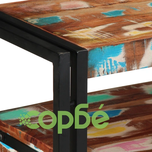Комплект от 2 крайни масички от регенерирано дърво и метал, 90x33x75 см, многоцветни ➤ топ цена ➤ sorbe.bg