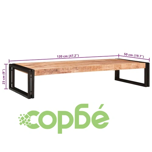 Рафт за баня от мангово дърво и желязо 120x50x23 см ➤ топ цена ➤ sorbe.bg