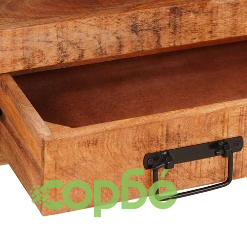 Шкаф за мивка от масивно мангово дърво и желязо 71x33x58 см ➤ топ цена ➤ sorbe.bg