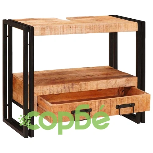 Шкаф за мивка от масивно мангово дърво и желязо 71x33x58 см ➤ топ цена ➤ sorbe.bg