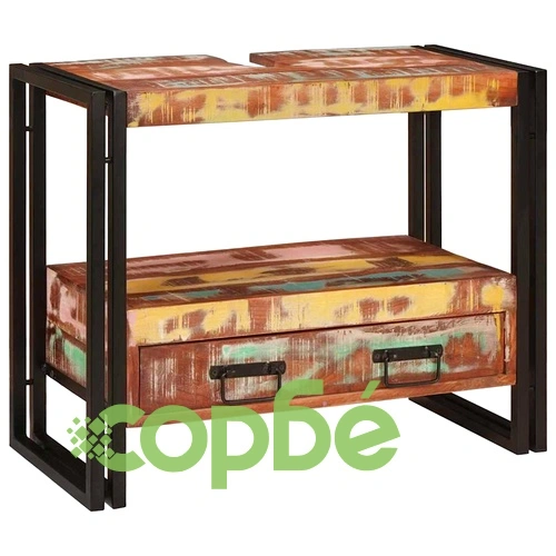 Шкаф за мивка от масивно регенерирано дърво и желязо 71x33x58 см ➤ топ цена ➤ sorbe.bg