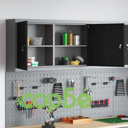 Стенен шкаф за инструменти от стомана, черен, 100x20x55 см ➤ топ цена ➤ sorbe.bg