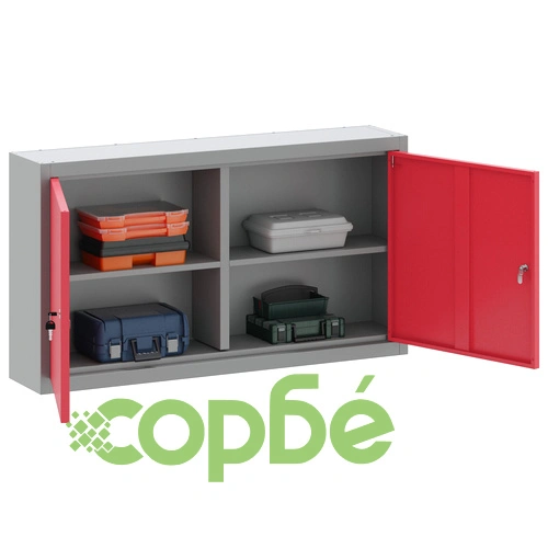 Стенен инструментален шкаф от стомана в червен цвят, 100x20x55 см ➤ топ цена ➤ sorbe.bg