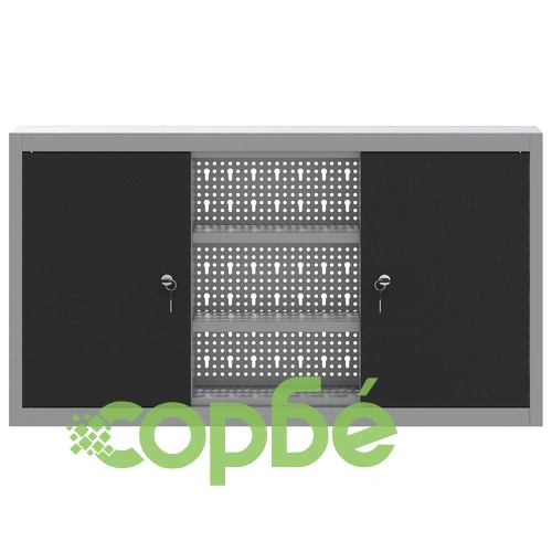 Стенен инструментален шкаф с перфорирана дъска, черен, 100x20x55 см, стомана ➤ топ цена ➤ sorbe.bg