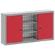 Стенен инструментален шкаф с перфориран панел - червен, 100x20x55 см, стомана